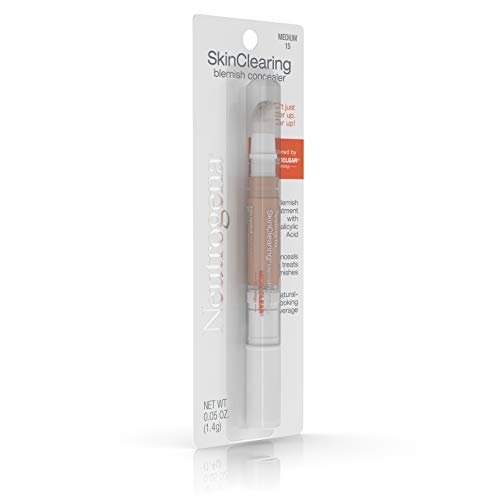 Neutrogena SkinClearing Blemish Concealer Face Makeup with Salicylic Acid Acne Medicine, Non-Comedogenic and Oil-Free Concealer Helps Cover, Treat & Prevent Breakouts, Light 10,.05 oz