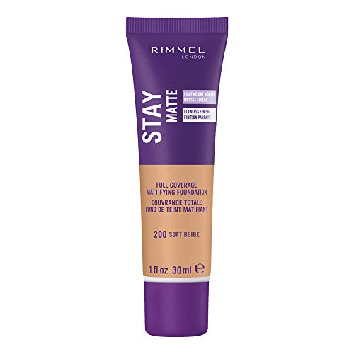 Rimmel Stay Matte Foundation Soft Beige 1 Fluid Ounce Bottle Powder Finish for a Naturally Flawless Look