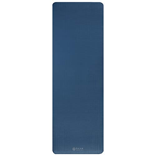 Gaiam Essentials Thick Yoga Mat - Fitness and Exercise Mat with Easy-Cinch Carrier Strap Included - Soft Cushioning and Textured Grip - Multiple Colors Options (Green, 72"L X 24"W X 2/5 Inch Thick)