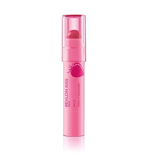 Revlon Lip Balm, Kiss Tinted Lip Balm, Face Makeup with Lasting Hydration, SPF 20, Infused with Natural Fruit Oils, 025 Fresh Strawberry, 0.09 Oz