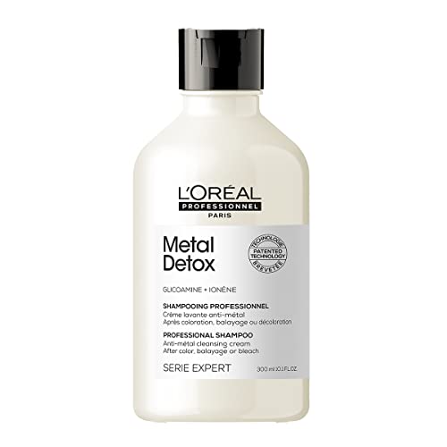 L’Oréal Professionnel Metal Detox Shampoo, Protects Color-Treated Hair From Damage and Breakage, For Smooth, Strong & Shiny Looking Hair, Rich & Creamy Texture, Serie Expert, 300 ml