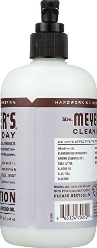 Mrs. Meyer's Hand Lotion for Dry Hands, Non-Greasy Moisturizer Made with Essential Oils, Lavender, 12 oz