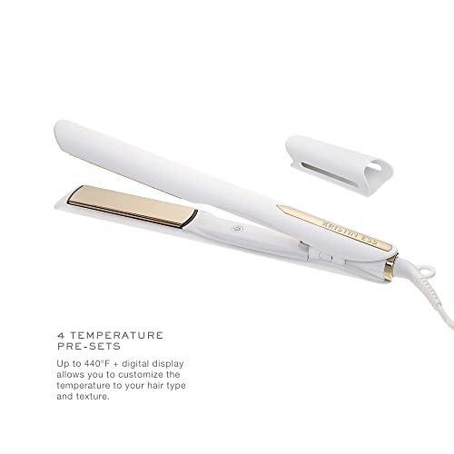 Kristin Ess Hair 3-In-One Titanium Flat Iron Hair Straightener, Curler and Waver - Styling + Frizz Control - Polished S Curls - Dual Voltage - 1 1/4 Inch Rounded Straightener Curler 2 In 1 + Waver