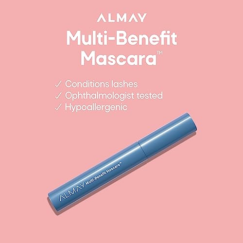 Almay Waterproof Mascara, Multi-Benefit Eye Makeup, Ophthalmologist Tested, Fragrance-Free, Hypoallergenic, Black, 0.24 Oz