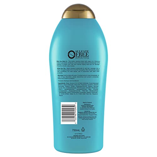 OGX Renewing + Argan Oil of Morocco Hydrating Hair Shampoo, Cold-Pressed Argan Oil to Help Moisturize, Soften & Strengthen Hair, Paraben-Free with Sulfate-Free Surfactants, 25.4 fl oz