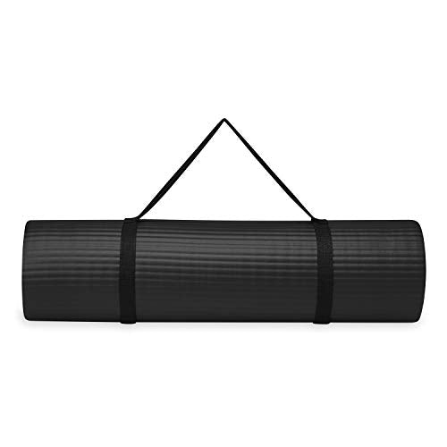 Gaiam Essentials Thick Yoga Mat - Fitness and Exercise Mat with Easy-Cinch Carrier Strap Included - Soft Cushioning and Textured Grip - Multiple Colors Options (Green, 72"L X 24"W X 2/5 Inch Thick)