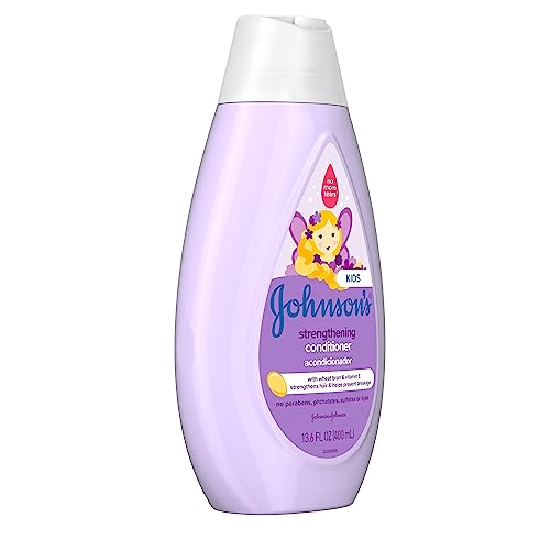 Johnsons Strengthening Tear-Free Kids Conditioner with Vitamin E Strengthens & Helps Prevent Breakage, Paraben-, Sulfate- & Dye-Free, Hypoallergenic & Gentle on Toddler Hair, 13.6 fl. oz