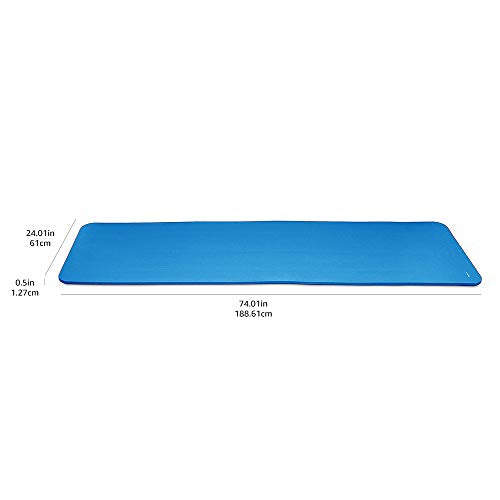 Amazon Basics Extra Thick Exercise Yoga Gym Floor Mat with Carrying Strap, Cyan, 74 x 24 x .5 Inches