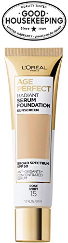 L’Oréal Paris Age Perfect Radiant Serum Foundation with SPF 50, Rose Ivory, 1 Ounce