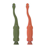 Dr. Brown's Baby and Toddler Toothbrush, Green and Orange Dinosaur 2-Pack, 1-4 Years