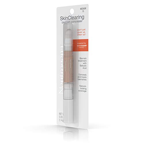 Neutrogena SkinClearing Blemish Concealer Face Makeup with Salicylic Acid Acne Medicine, Non-Comedogenic and Oil-Free Concealer Helps Cover, Treat & Prevent Breakouts, Light 10,.05 oz