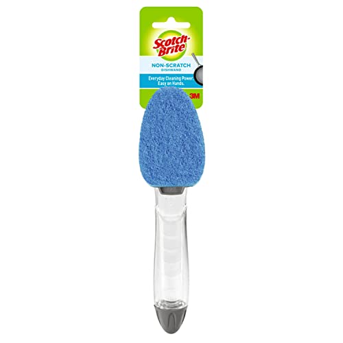 Scotch-Brite Non-Scratch Dishwand, Scrubber for Cleaning Kitchen, Bathroom, and Household, Non-Scratch Dish Scrubber Safe for Non-Stick Cookware, 1 Dishwand