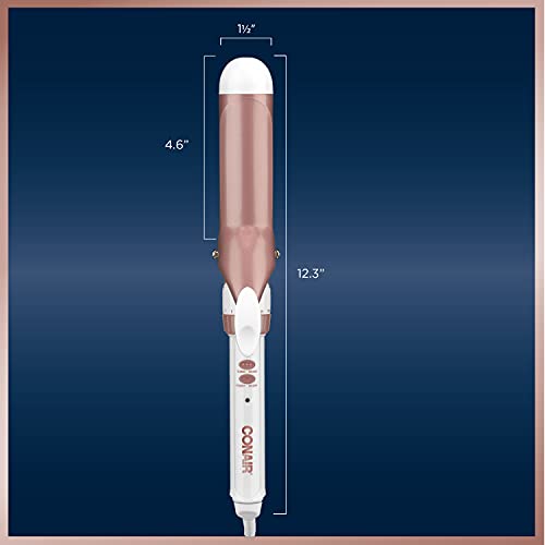 Conair Double Ceramic 1 1/4-Inch Curling Iron, 1 ¼ inch barrel produces loose curls – for use on medium and long hair