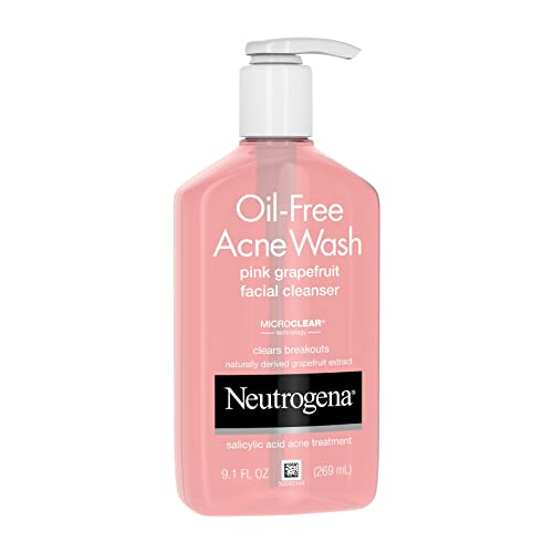 Neutrogena Oil-Free Salicylic Acid Pink Grapefruit Pore Cleansing Acne Wash and Facial Cleanser with Vitamin C, 9.1 fl. oz