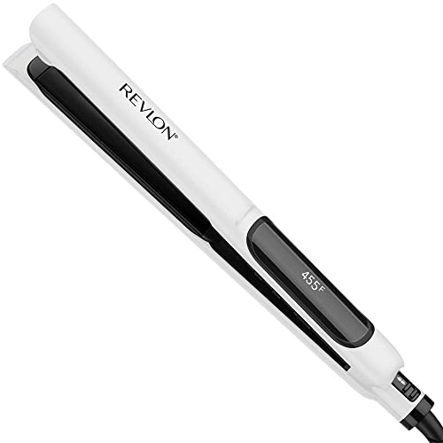 REVLON Crystal C + Ceramic Digital Hair Flat Iron | Long-Lasting Shine and Less Frizz, (1 in)