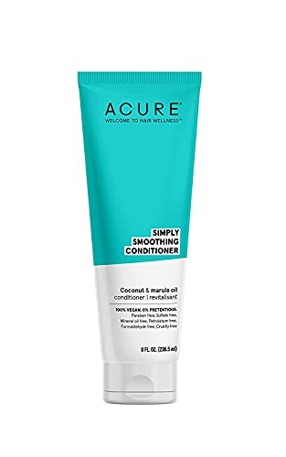 Acure Simply Smoothing Conditioner - & Marula Oil | 100% Vegan | Performance Driven Hair Care | Smooths & Reduces Frizz | White/Blue, Coconut Water, 8 Fl.Oz