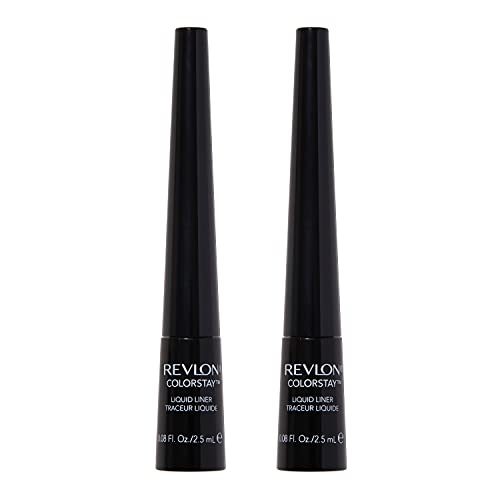 Revlon Liquid Eyeliner, ColorStay Eye Makeup, Waterproof, Smudgeproof, Longwearing with Ultra-Fine Tip, 251 Blackest Black, 0.08 Fl Oz (Pack of 2)