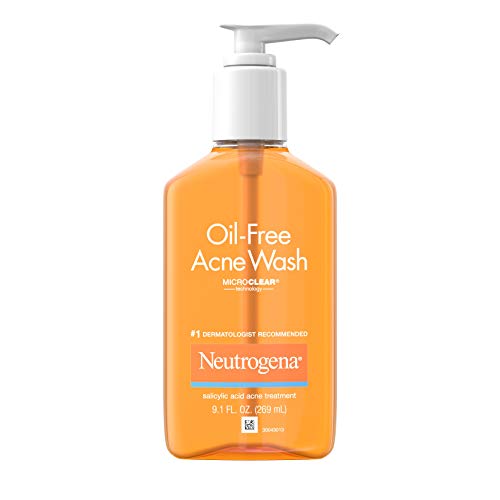 Neutrogena Oil-Free Acne Fighting Facial Cleanser with Salicylic Acid Acne Treatment medicine,, Daily Oil Free Acne Face Wash for Acne-Prone Skin with Salicylic Acid Medicine, 9.1 fl. oz