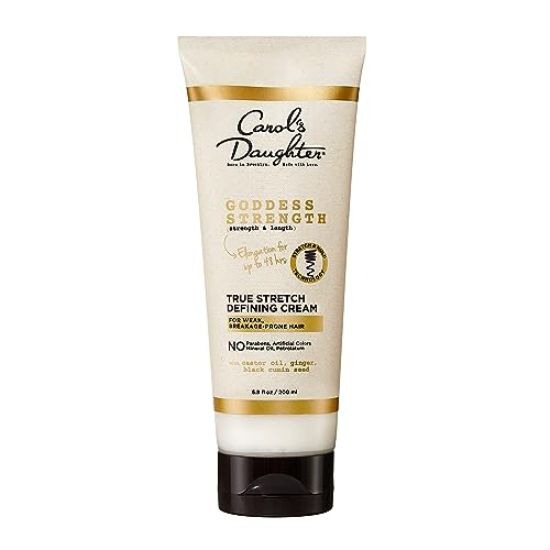 Carols Daughter Goddess Strength True Stretch Defining Hair Cream with Castor Oil, Moisturizing Hair Care to Define Curly Hair for Up To 48HR, 6.8 Fl Oz