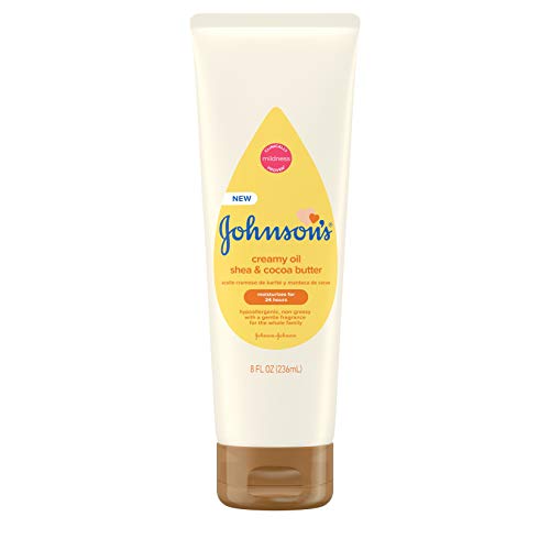 Johnsons Creamy Oil for Baby with Shea & Cocoa Butter, Moisturizing Body Lotion with Gentle Fragrance, Hypoallergenic, Non-Greasy, Paraben-Free, Phthalate-Free and Dye-Free, 8 fl. oz