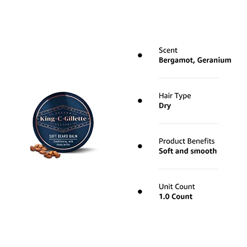 King C. Gillette Soft Beard Balm, Deep Conditioning with Cocoa Butter, Argan Oil and Shea Butter