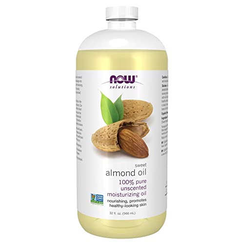 NOW Solutions, Sweet Almond Oil, 100% Pure Moisturizing Oil, Promotes Healthy-Looking Skin, Unscented Oil, 32-Ounce