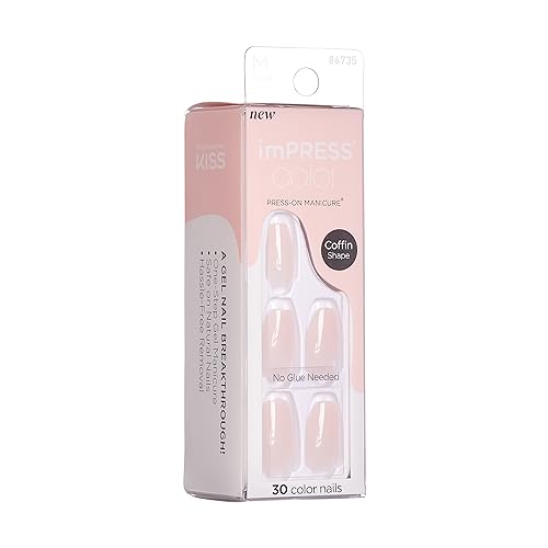 KISS imPRESS Color Press-On Nails Polish-Free Manicure Set, ‘Serendipity’, 30 Chip-Proof, Smudge-Proof Fake Nails