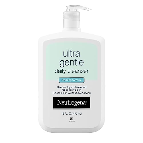 Neutrogena Ultra Gentle Foaming and Hydrating Face Wash for Sensitive Skin, Gently Cleanses Without Over Drying, Oil-Free, Soap-Free, 16 fl. oz