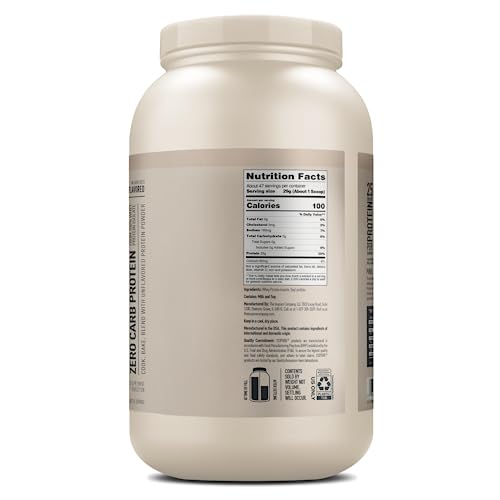 Isopure Unflavored Protein, Whey Isolate, 25g Protein, Zero Carb & Keto Friendly, 2 Ingredients, 16 Servings, 1 Pound (Packaging May Vary)