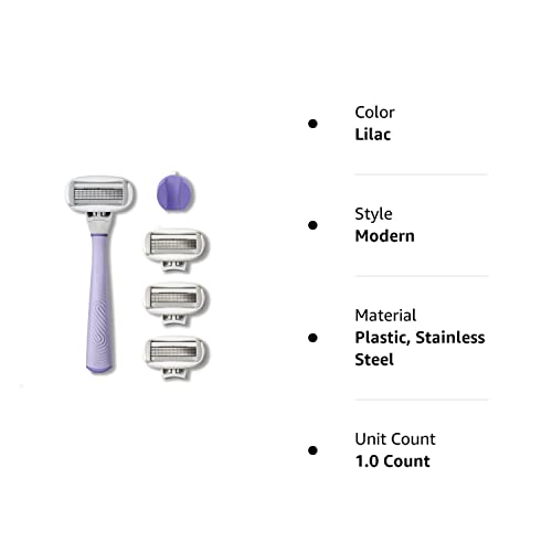 FLAMINGO 5-Blade Razors for Women - 1 Razor Handle + 4 5-Blade Refills + 1 Shower Holder - Sage