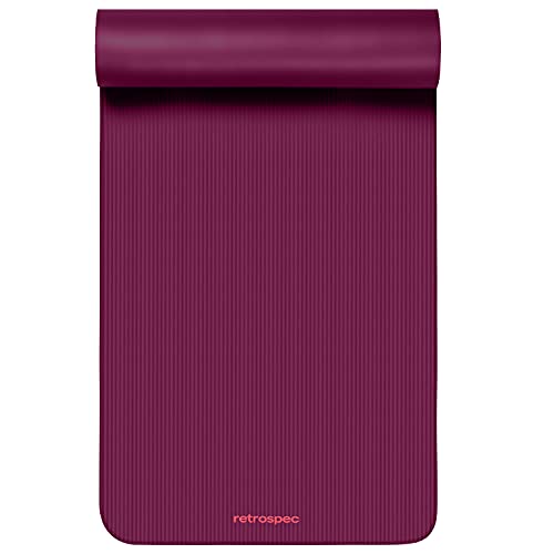 Retrospec Solana Yoga Mat 1" Thick w/Nylon Strap for Men & Women - Non Slip Exercise Mat for Home Yoga, Pilates, Stretching, Floor & Fitness Workouts, Blue Mist