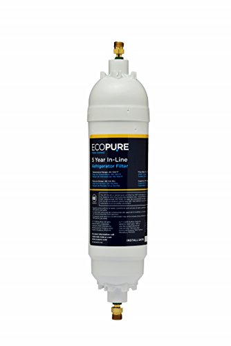 EcoPure EPINL30 5 Year in-Line Refrigerator Filter-Universal Includes Both 1/4 Compression and Push to Connect Fittings , White