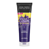 John Frieda Violet Crush Purple Shampoo and Conditioner Set for Blonde Hair, Blonde Toner Neutralizes Yellow Tones for Bleached, Blonde, and Platinum Hair., Enhance Blonde Tones, 8.3 oz (2 Pk Set)