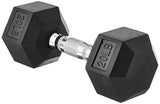 Amazon Basics Rubber Encased Exercise & Fitness Hex Dumbbell, Hand Weight for Strength Training, 35 Pounds, Black & Silver, 13.3x6.1x5.3"