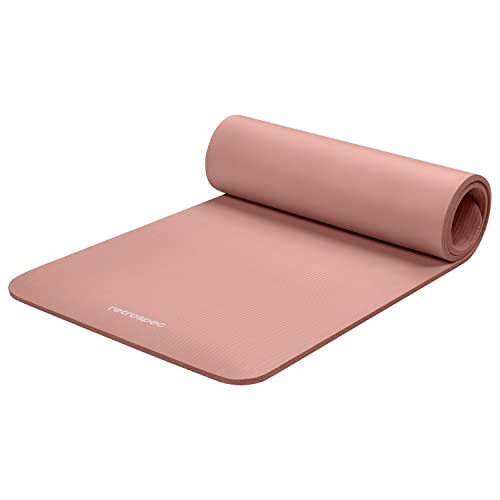 Retrospec Solana Yoga Mat 1/2 Thick w/Nylon Strap for Men & Women - Non Slip Excercise Mat for Yoga, Pilates, Stretching, Floor & Fitness Workouts, Rose