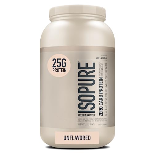 Isopure Unflavored Protein, Whey Isolate, 25g Protein, Zero Carb & Keto Friendly, 2 Ingredients, 16 Servings, 1 Pound (Packaging May Vary)