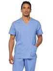 Dickies EDS Signature Scrubs for Men, Multi-Pocket V-Neck Scrub Top in Soft Brushed Poplin 81906, S, Ciel