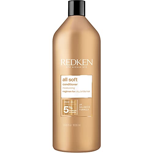 REDKEN Conditioner for Dry, Brittle Hair, Moisturizes and Provides Intense Softness and Shine, With Argan Oil, All Soft, 1000 ml