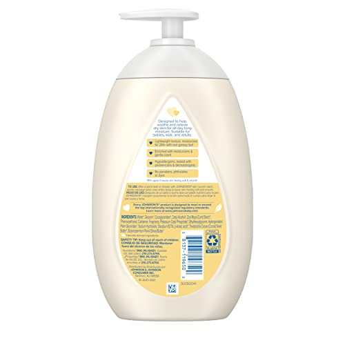 Johnsons Skin Nourish Moisturizing Baby Lotion for Dry Skin with Shea & Cocoa Butter Scents, Gentle & Lightweight Body Lotion for The Whole Family, Hypoallergenic, Dye-Free, 16.9 fl. oz