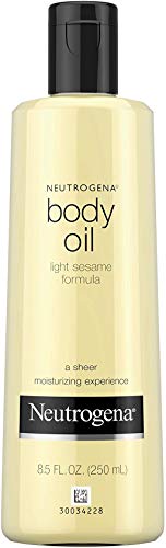 Neutrogena Body Oil Light Sesame Formula, Dry Skin Moisturizer & Hydrating Body Massage Oil, for Radiant & Healthy Looking Glow, Nourishing Bath Oil for Sheer Moisture, 16 fl. oz