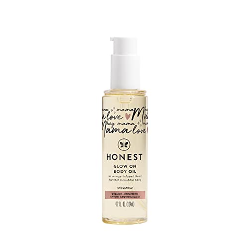 The Honest Company Honest Mama Glow On Body + Belly Oil | Organic, Plant-Based, Hypoallergenic, Omega-Infused | 4.2 fl oz