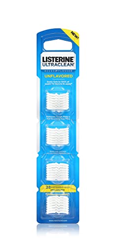 Listerine Ultraclean Access Flosser Refill Heads | Proper & Durable Oral Care & Hygiene | Effective Plaque Removal, Teeth & Gum Protection, PFAS FREE | Unflavored, 28 ct, 1 Pack