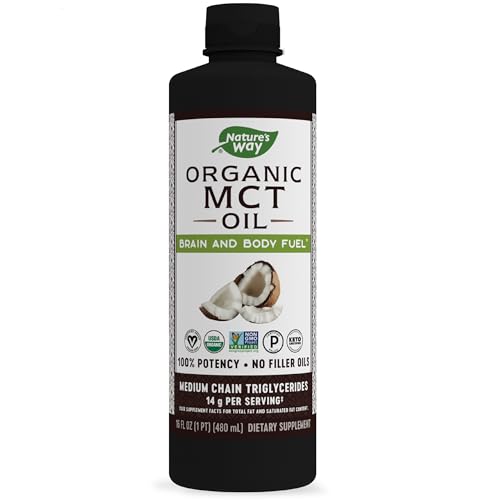 Nature's Way MCT Oil, Brain and Body Fuel from Coconuts*; Keto and Paleo Certified, Organic, Gluten Free, Non-GMO Project Verified, 30 Fl. Oz.