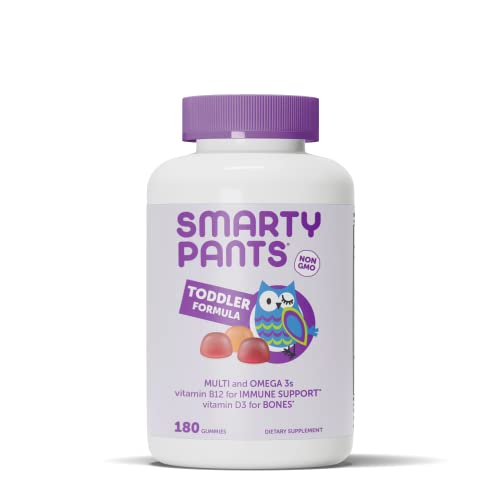 SmartyPants Toddler Formula Daily Gummy Multivitamin: Vitamin C, Vitamin D3, & Zinc for Immunity, Gluten Free, Omega 3 Fish Oil (DHA/EPA), Vitamin B6, B12, 180 Count (60 Day Supply)