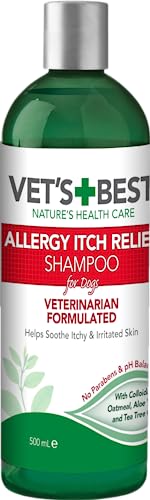 Vets Best Allergy Itch Relief Dog Shampoo | Cleans and Relieves Discomfort from Seasonal Allergies | Gentle Formula | 16 Oz