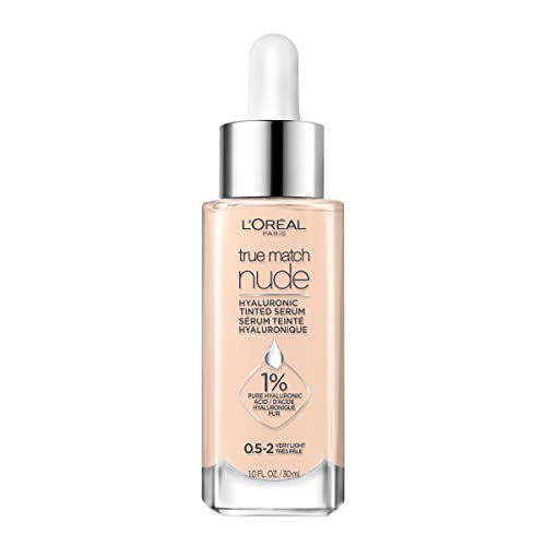 L’Oréal Paris True Match Nude Hyaluronic Tinted Serum Foundation with 1% Hyaluronic acid, Very Light 0.5-2, 1 fl. oz.