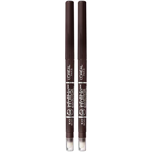 L'Oreal Paris Makeup Infallible Never Fail Original Mechanical Pencil Eyeliner with Built in Sharpener, Black Brown, 2 Count