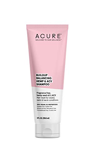 ACURE Buildup Balancing Hemp & Apple Cider Vinegar Shampoo | 100% Vegan | Resets & Balances Hair for Styled, Swim & Harsh Conditions | Fragrance Free Formula | 8 Fl Oz