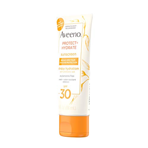 Aveeno Protect + Hydrate Moisturizing Body Sunscreen Lotion with Broad Spectrum SPF 60 & Prebiotic Oat, Weightless & Refreshing Feel, Paraben-Free, Oil-Free, Oxybenzone-Free, 3.0 fl. Oz