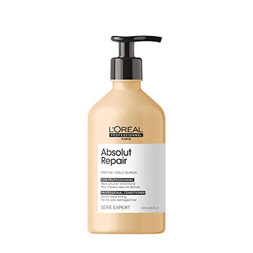 LOreal Professionnel Absolut Repair Conditioner | Protein Hair Treatment | Repairs Damage & Provides Shine | With Quinoa & Proteins | For Dry, Damaged Hair | 16.9 Fl. Oz.